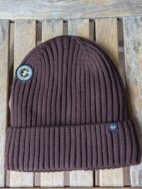 NWT Hot Paws Espresso Brown Ribbed Knit Beanie Hat Toque Plush Lining Unisex